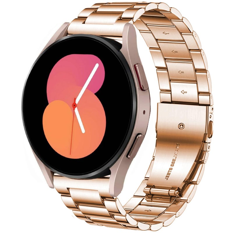 DEALELE Bands Compatible with Samsung Galaxy Watch 7 / FE / 6/6 Classic / 5/5 Pro / 4/4 Classic/Galaxy 3 41mm, 20mm Stainless Steel Metal Replacement Strap for Women Men (Rose gold) - Image 1